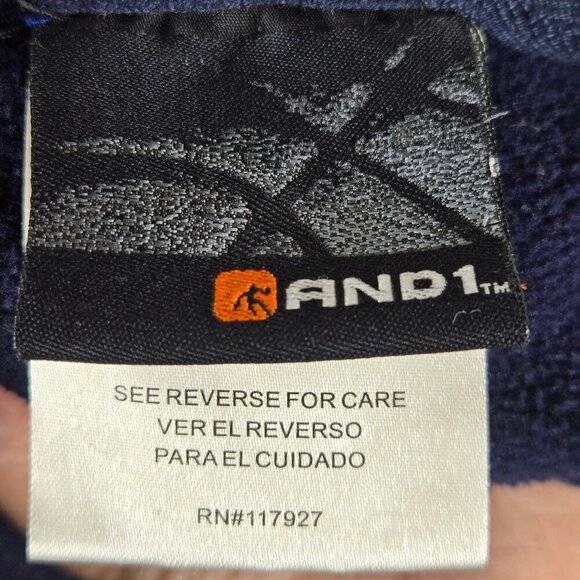 AND1 Size XL Navy Blue Drawstring Hoodie Sweatshirt Kangaroo Pocket Casual - Picture 9 of 11